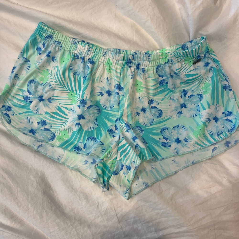 Hollister Green and blue floral swim shorts
